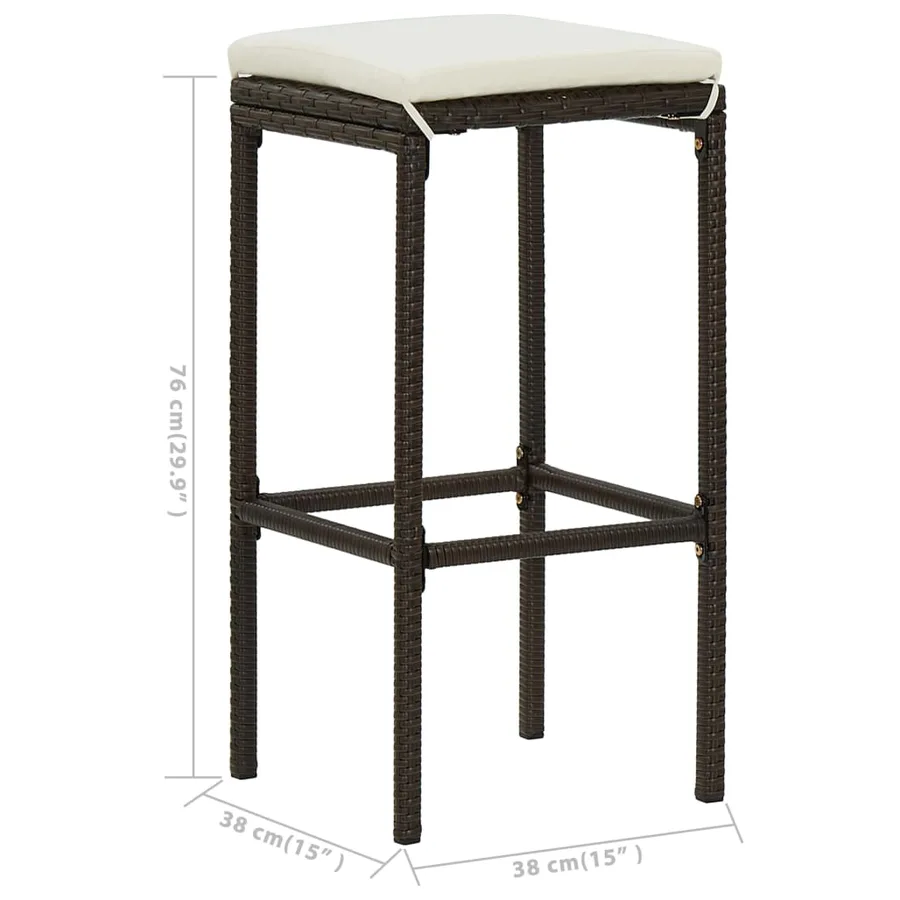 Ensemble de bar de jardin avec coussins 3 pcs Marron - 11