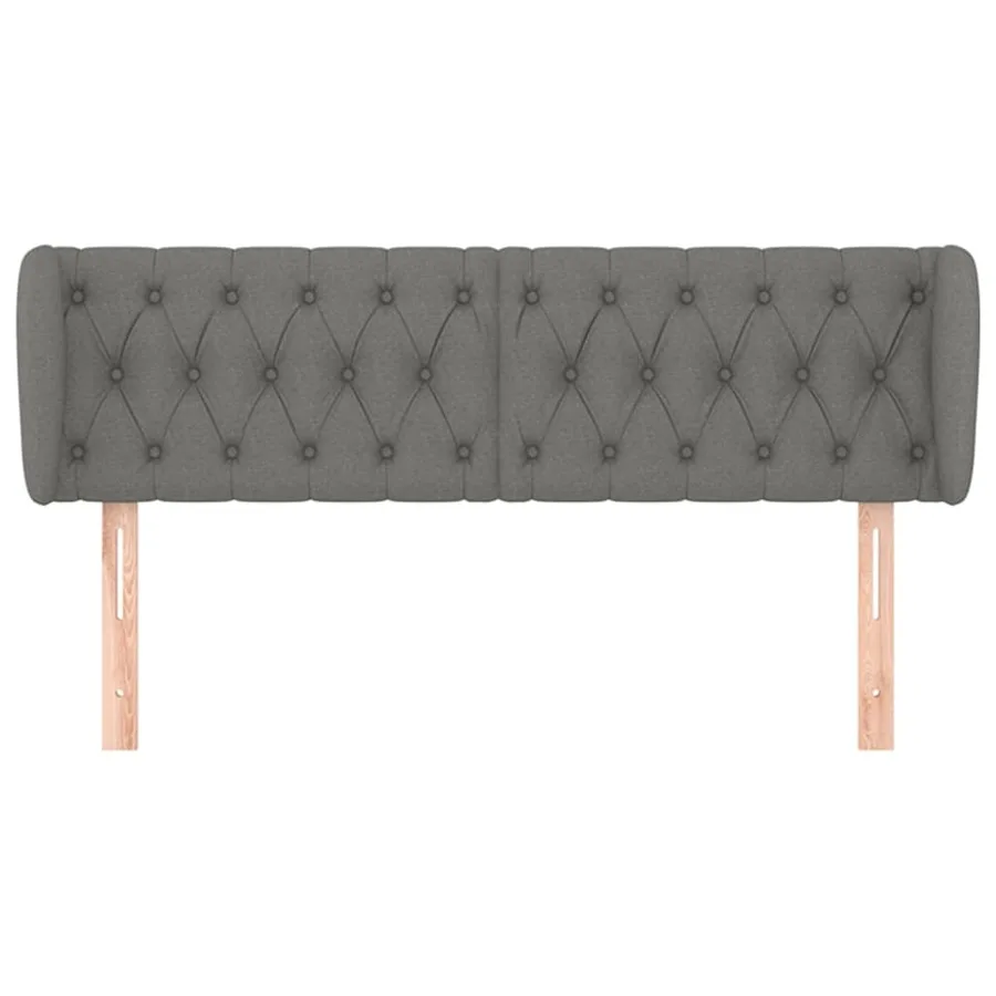 Tête de lit avec oreilles Gris foncé 147x23x78/88 cm Tissu - 3