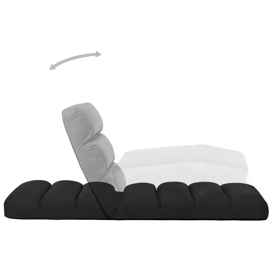 Chaise pliable de sol Noir Similicuir - 5