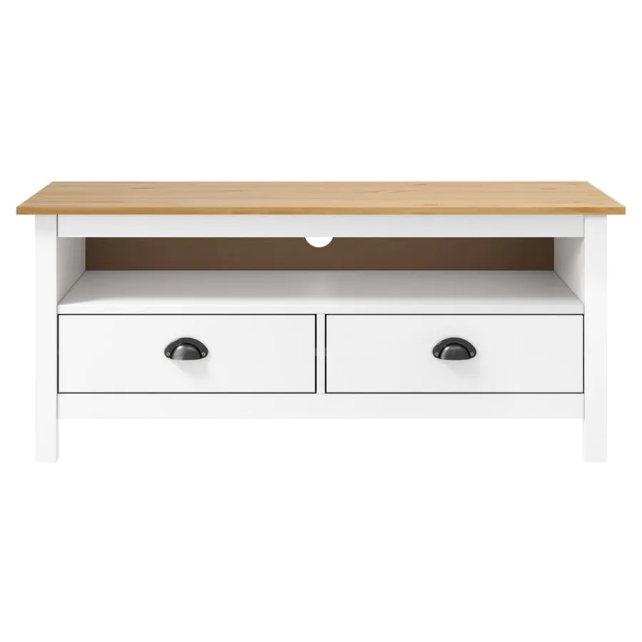 Meuble TV Hill Range Blanc 110x40x47 cm Bois de pin solide - 2
