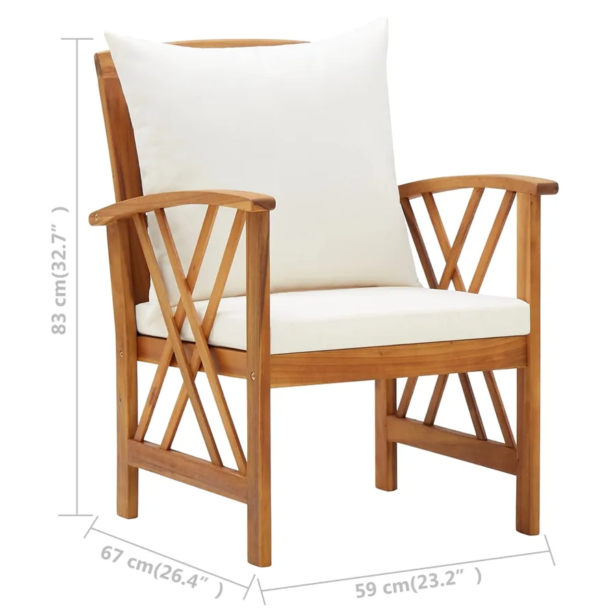 Salon de jardin 5 pcs avec coussins Bois d'acacia solide - 10