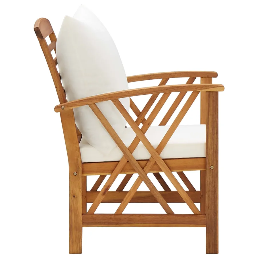 Salon de jardin 5 pcs avec coussins Bois d'acacia solide - 5
