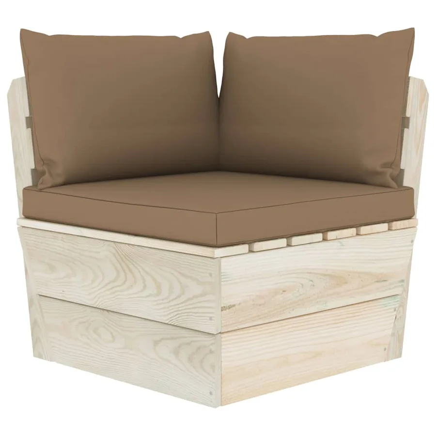Canapé d'angle palette de jardin avec coussins Épicéa imprégné - 2