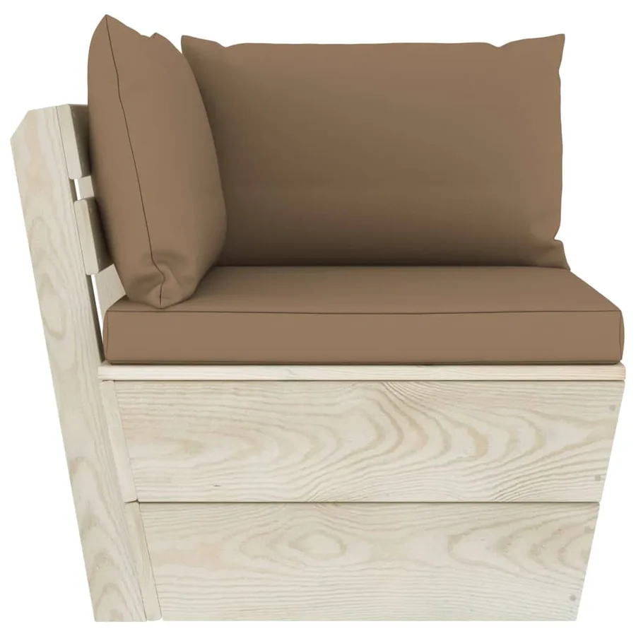 Canapé d'angle palette de jardin avec coussins Épicéa imprégné - 3