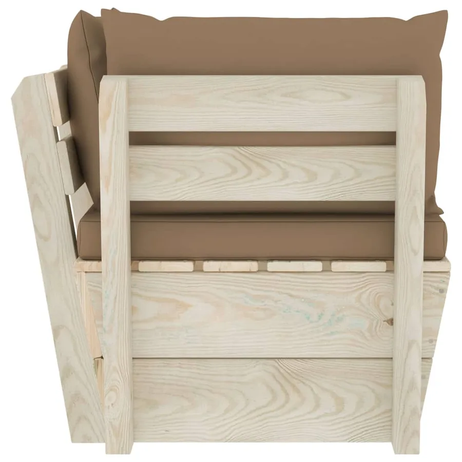 Canapé d'angle palette de jardin avec coussins Épicéa imprégné - 4