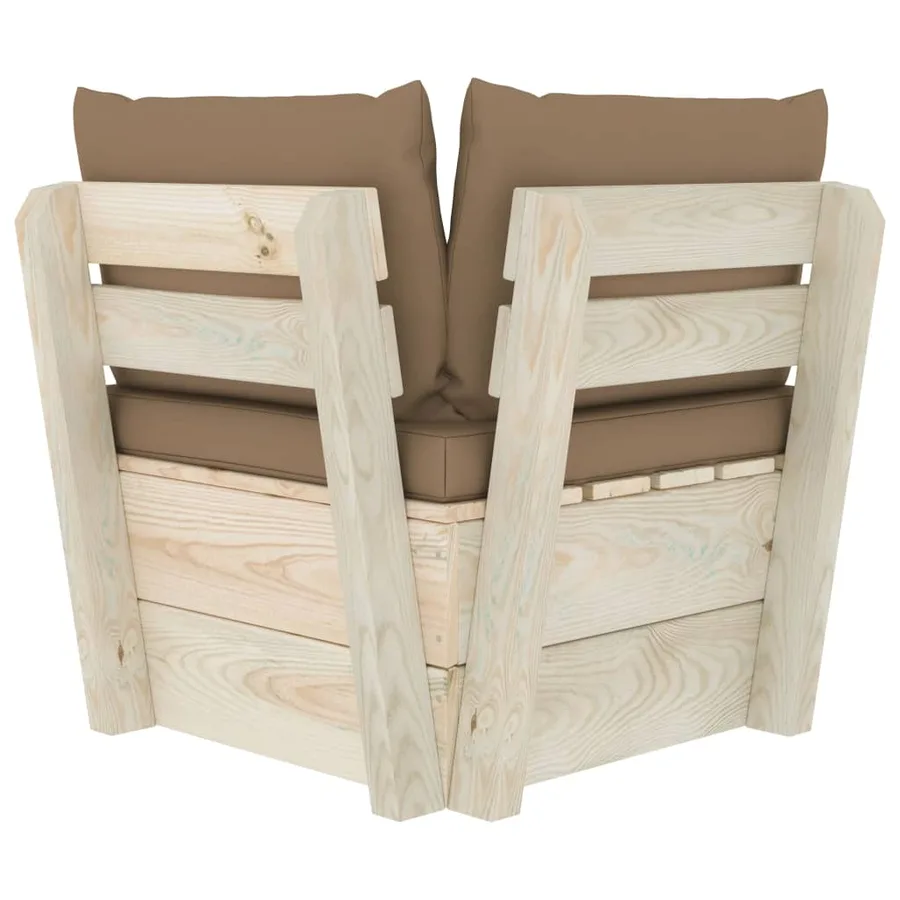 Canapé d'angle palette de jardin avec coussins Épicéa imprégné - 5