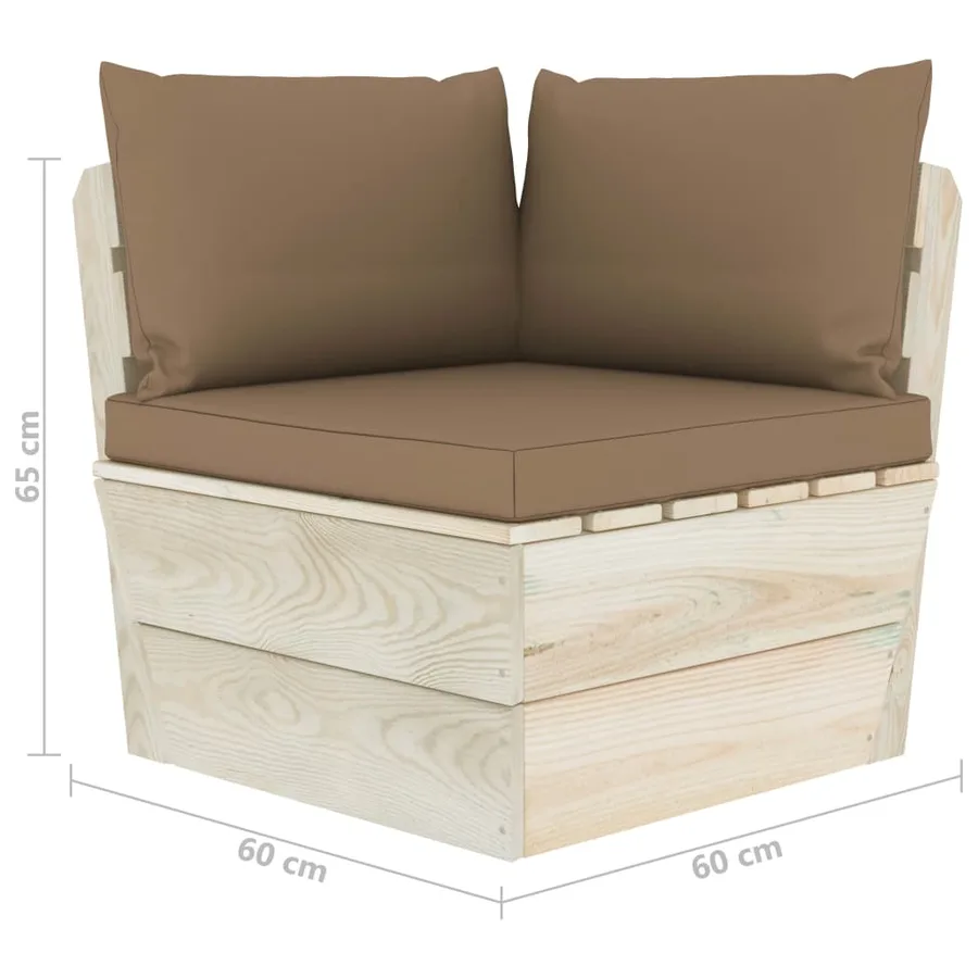 Canapé d'angle palette de jardin avec coussins Épicéa imprégné - 7