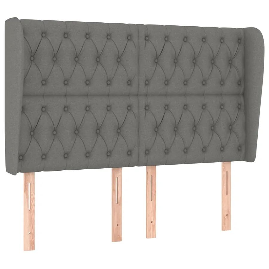 Tête de lit avec oreilles Gris foncé 147x23x118/128 cm Tissu - 2
