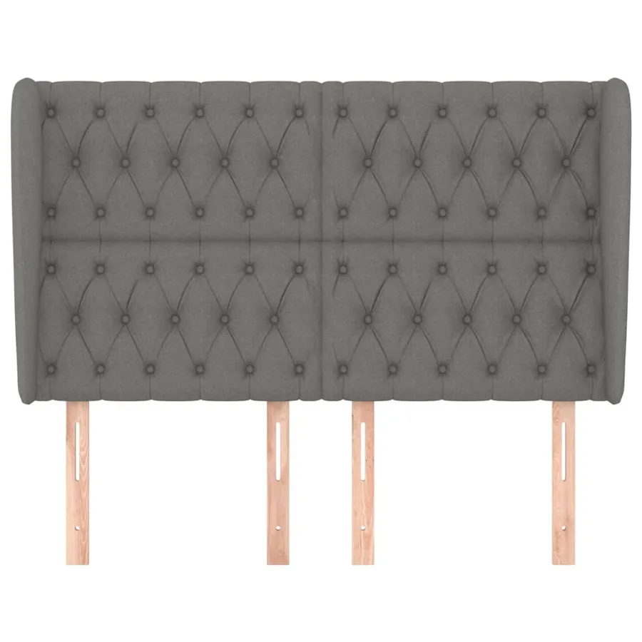 Tête de lit avec oreilles Gris foncé 147x23x118/128 cm Tissu - 3