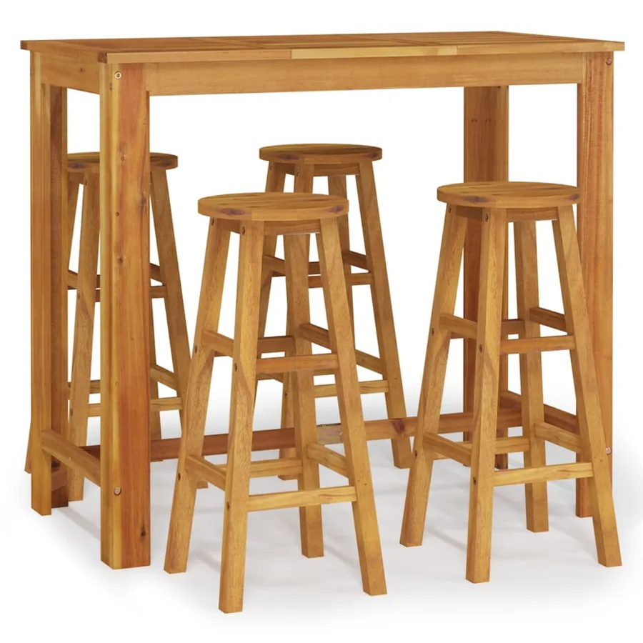 Ensemble de bar de jardin 5 pcs bois d'acacia solide - 2