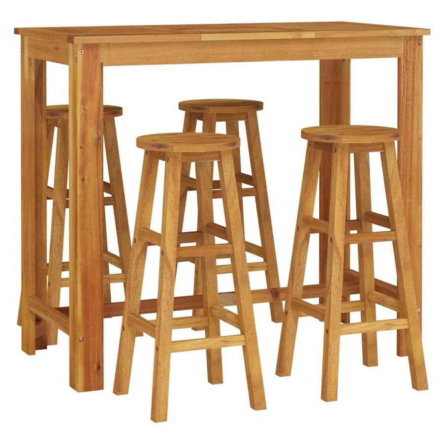 Ensemble de bar de jardin 5 pcs bois d'acacia solide - 3