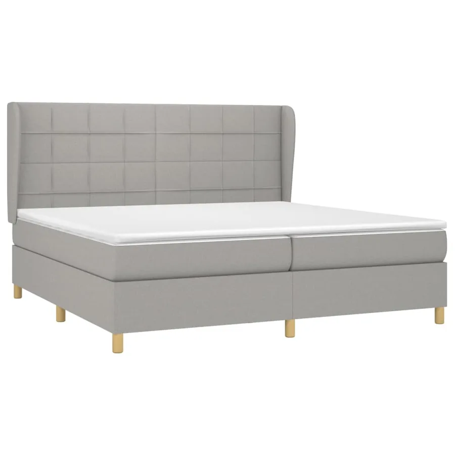 Sommier à lattes de lit avec matelas Gris clair 200x200cm Tissu - 3