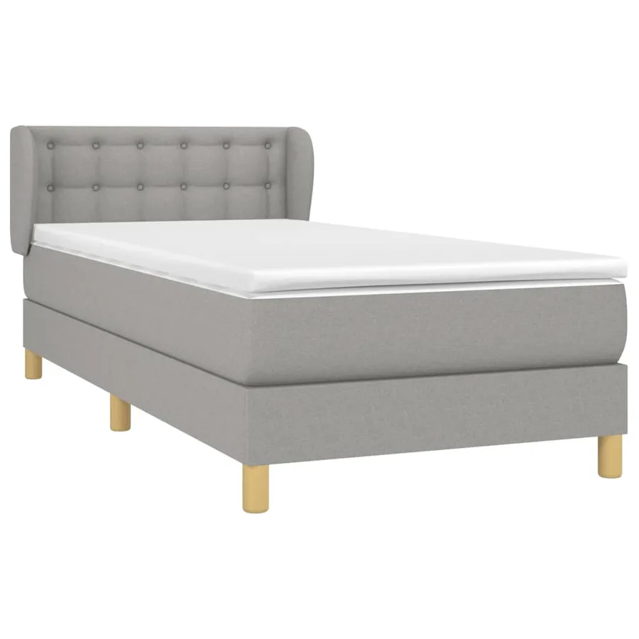 Sommier à lattes de lit avec matelas Gris clair 90x200 cm Tissu - 3