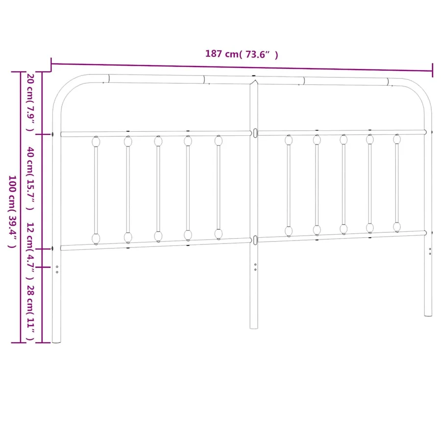 Tête de lit de remplacement métal noir 180 cm - 7
