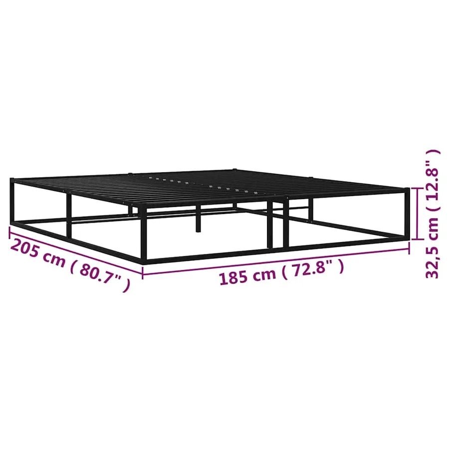 Cadre de lit sans matelas noir métal 180x200 cm - 7