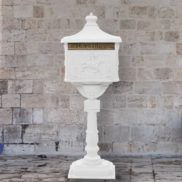 Boîte aux lettres sur pied Aluminium Vintage Antirouille Blanc