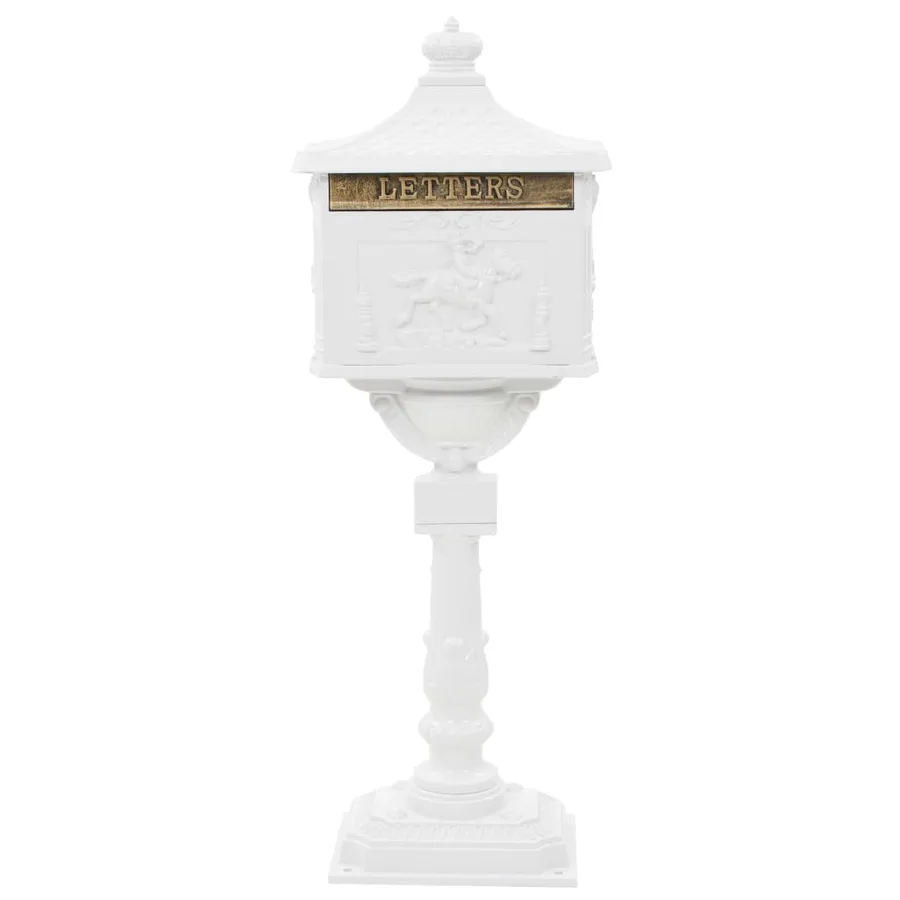 Boîte aux lettres sur pied Aluminium Vintage Antirouille Blanc - 3