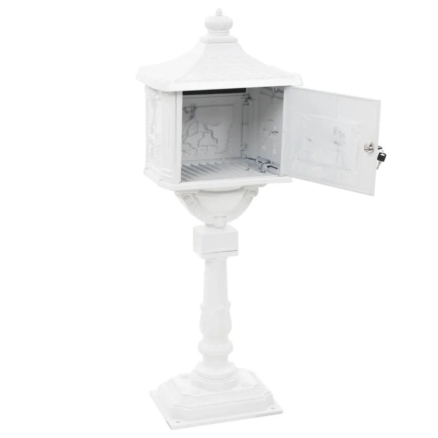 Boîte aux lettres sur pied Aluminium Vintage Antirouille Blanc - 8