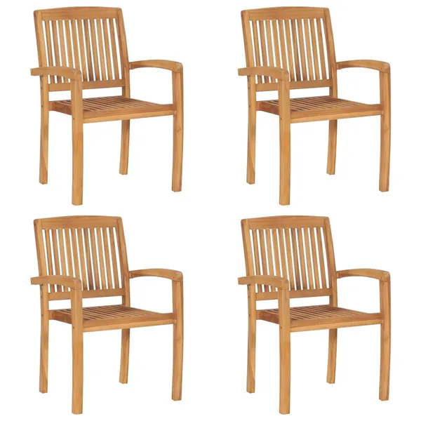 Chaises de jardin empilables lot de 4 Bois de teck solide