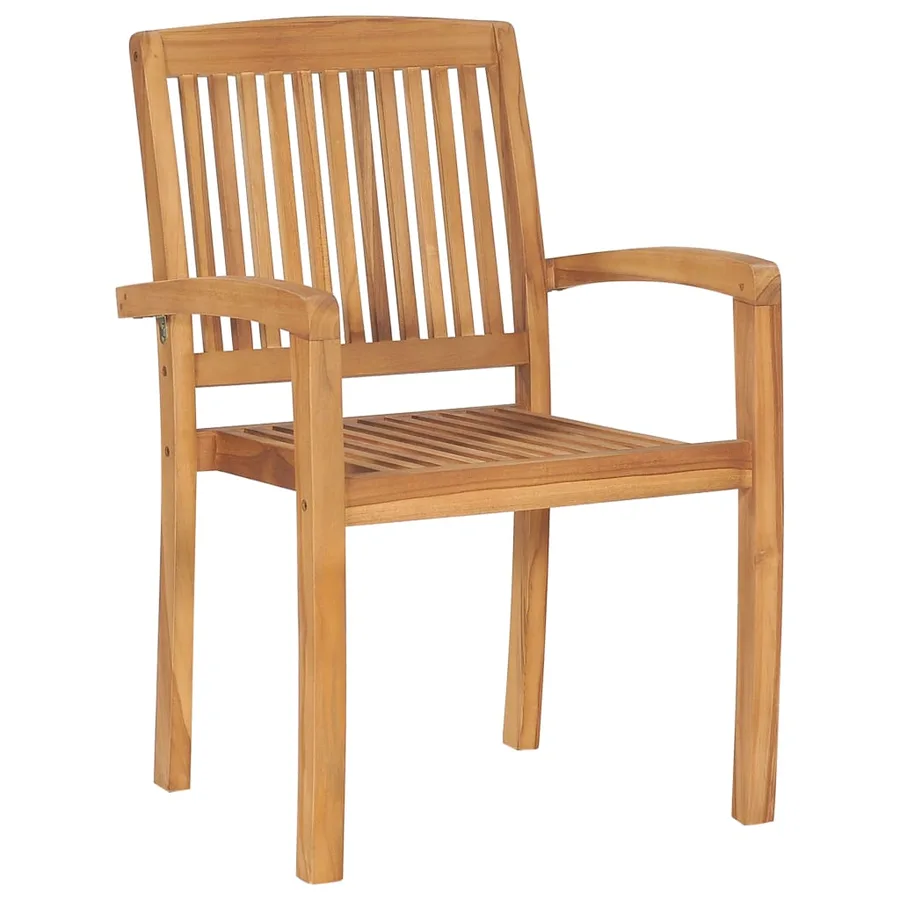 Chaises de jardin empilables lot de 4 Bois de teck solide - 2