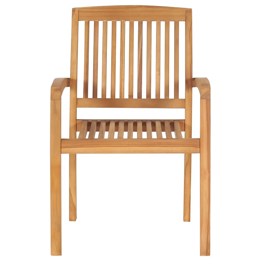 Chaises de jardin empilables lot de 4 Bois de teck solide - 3