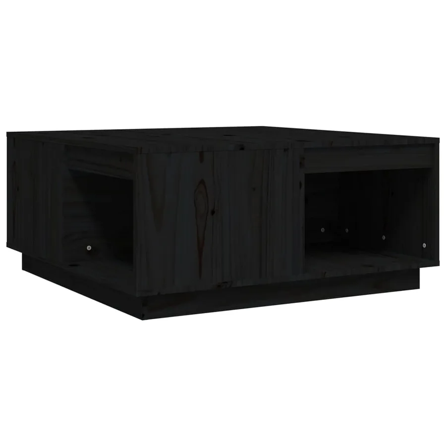 Table basse Noir 80x81x36,5 cm Bois massif de pin - 2