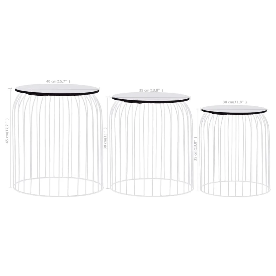 Tables basses 3 pcs Blanc - 11