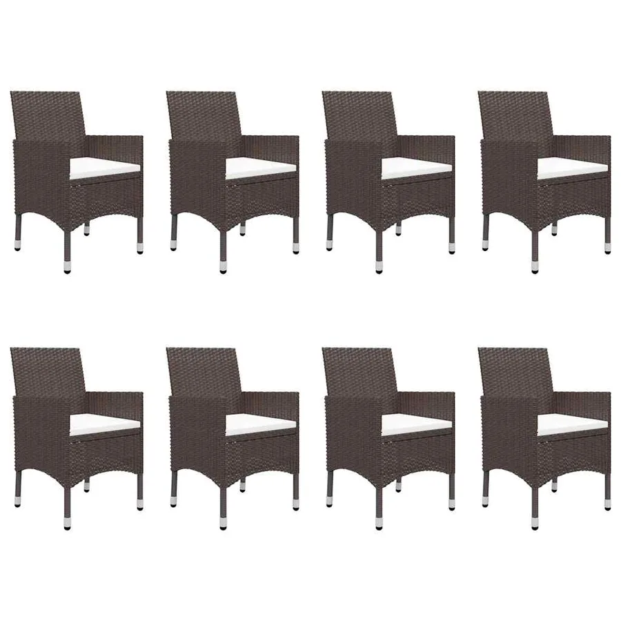 Ensemble à manger de jardin 9 pcs Marron - 5