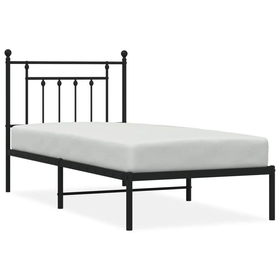 Cadre de lit métal sans matelas avec tête de lit noir 80x200 cm - 2