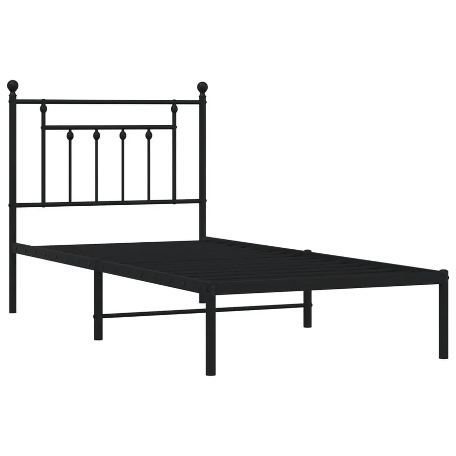 Cadre de lit métal sans matelas avec tête de lit noir 80x200 cm - 3
