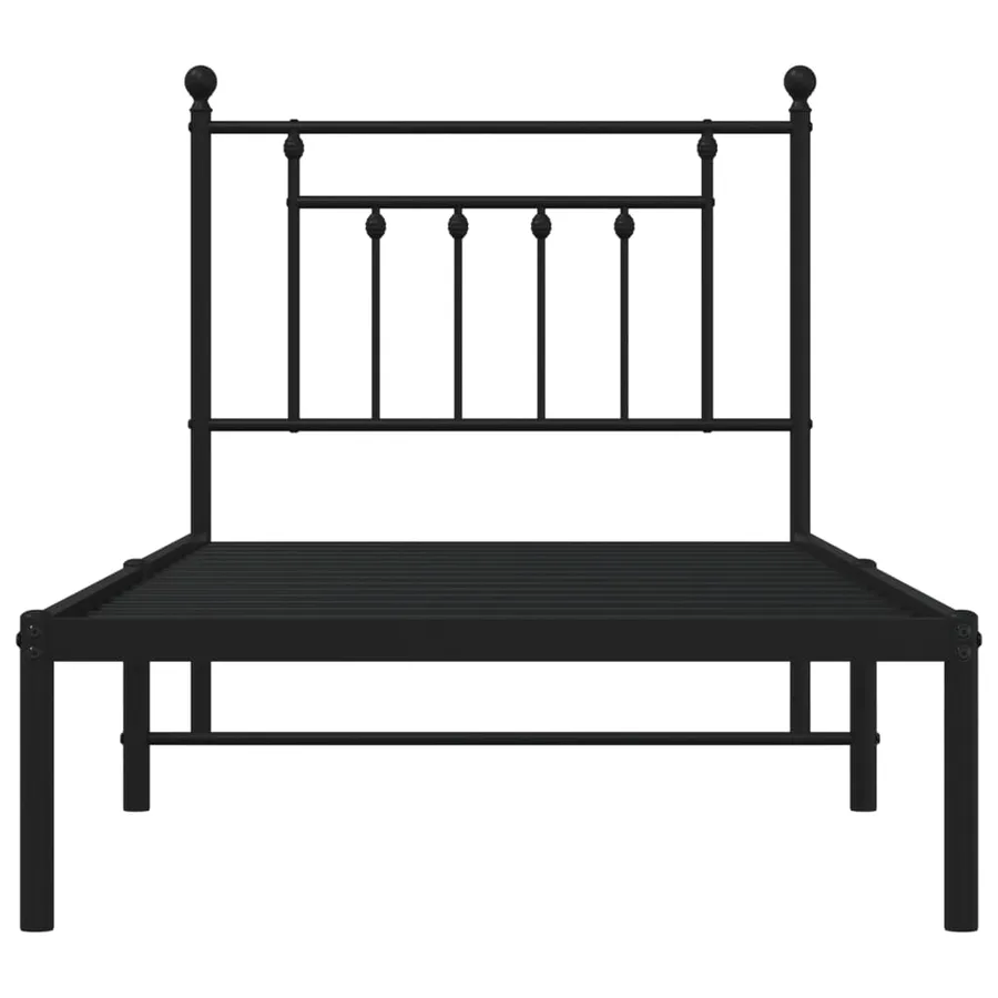 Cadre de lit métal sans matelas avec tête de lit noir 80x200 cm - 6