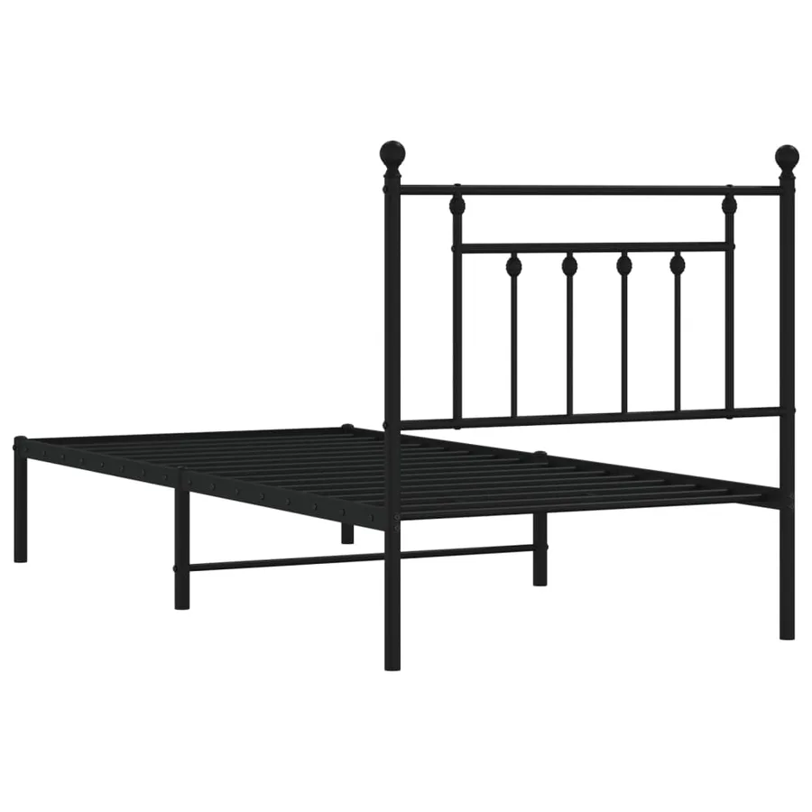 Cadre de lit métal sans matelas avec tête de lit noir 80x200 cm - 8
