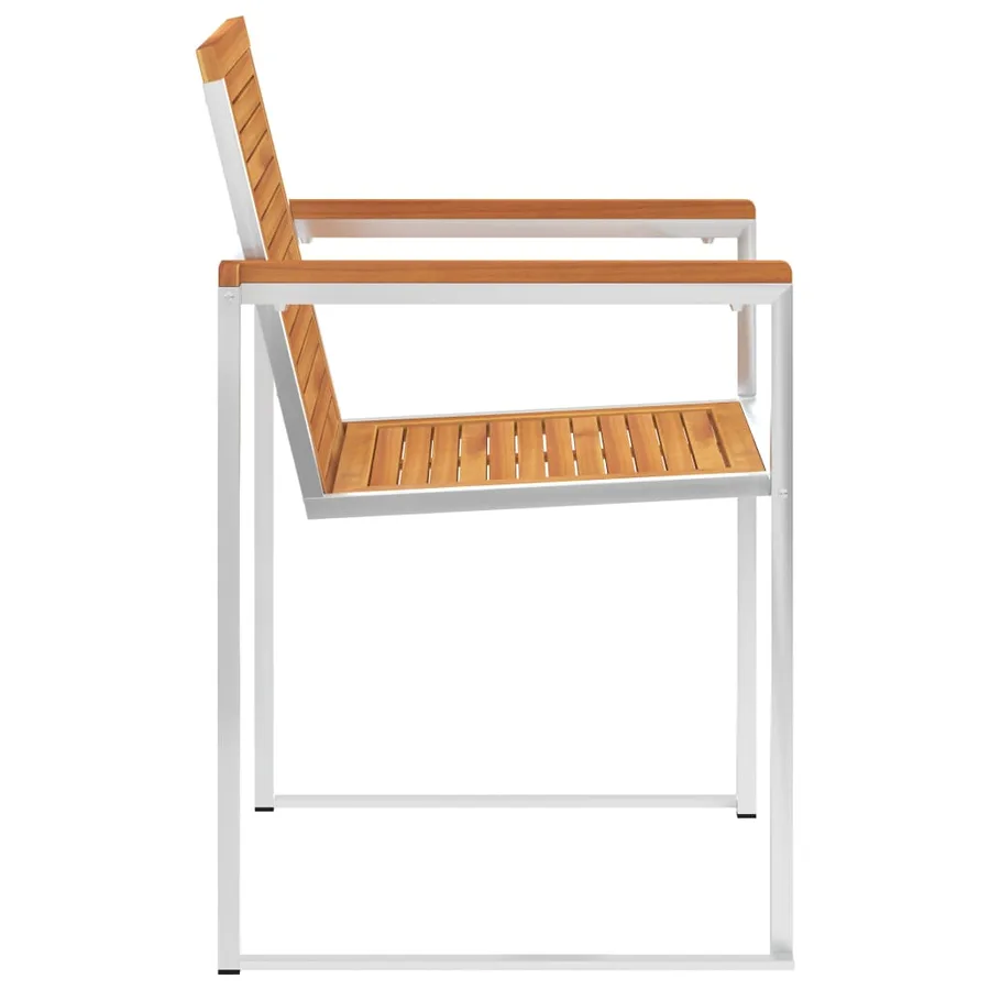 Chaises de jardin lot de 2 acacia solide et acier inoxydable - 4