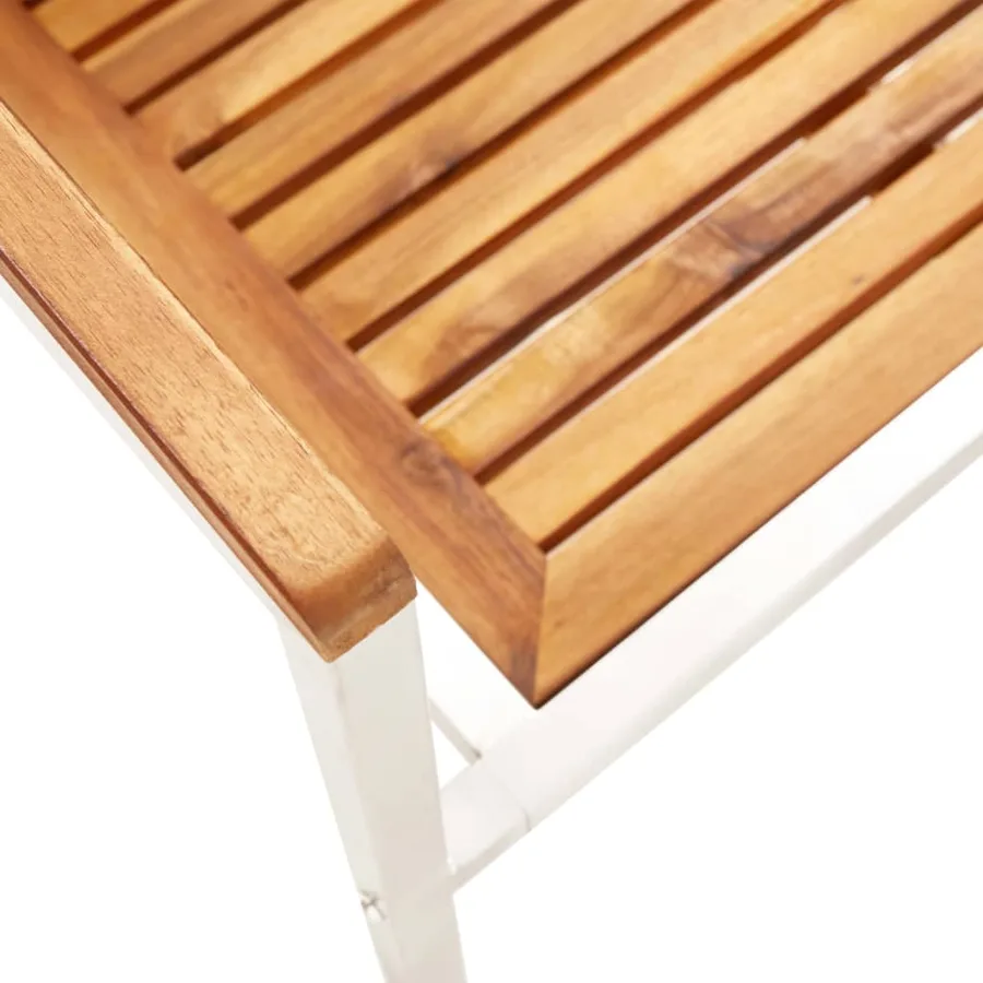 Chaises de jardin lot de 2 acacia solide et acier inoxydable - 7