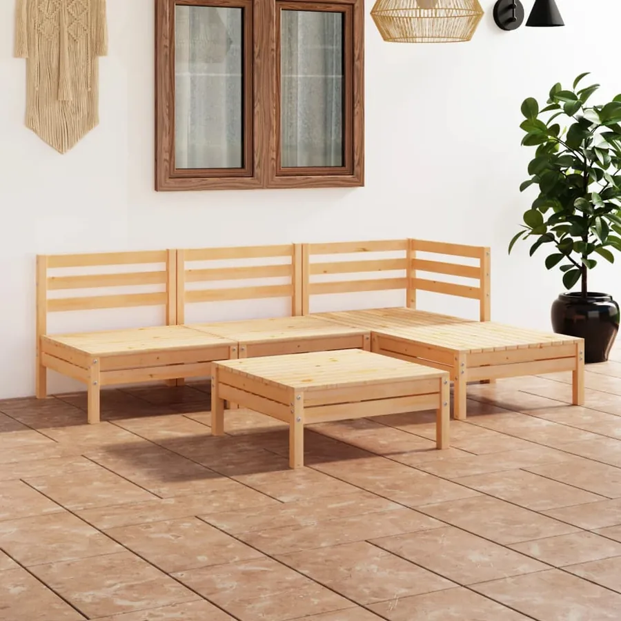 Salon de jardin 5 pcs Bois de pin massif