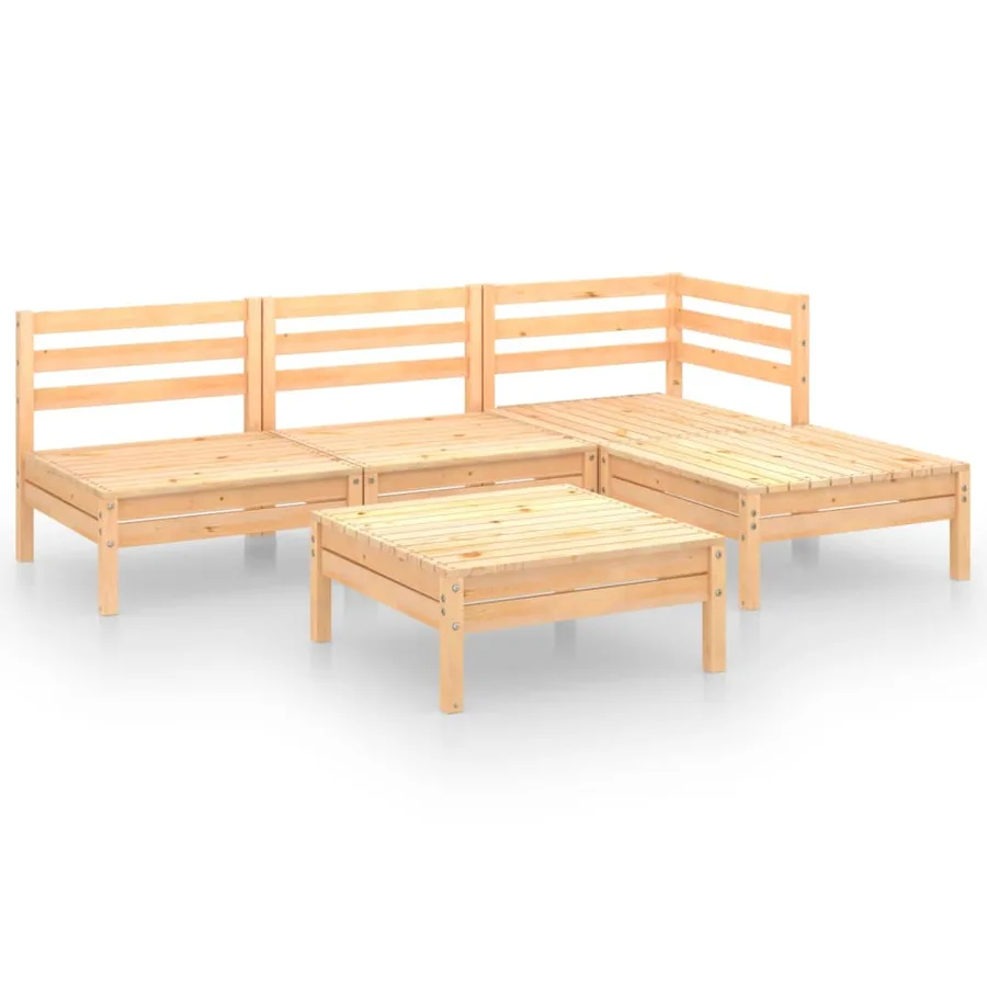 Salon de jardin 5 pcs Bois de pin massif - 2