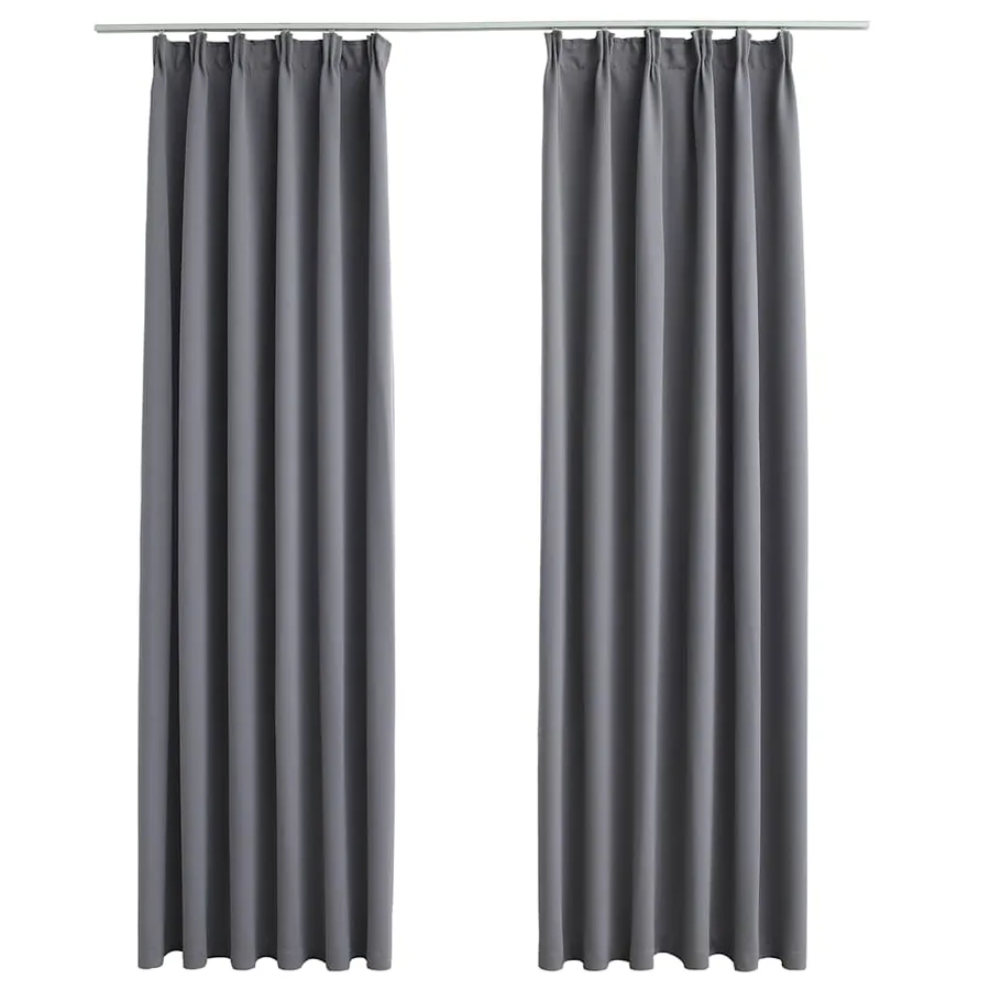 Rideaux occultants avec crochets 2 pcs Gris 140x245 cm - 2
