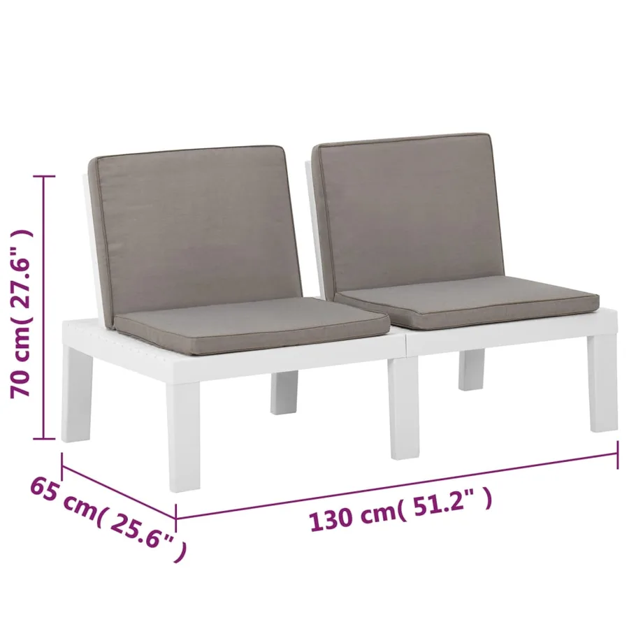 Salon de jardin 4 pcs avec coussins Plastique Blanc - 11
