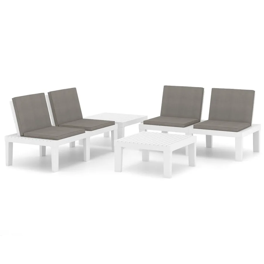 Salon de jardin 4 pcs avec coussins Plastique Blanc - 2