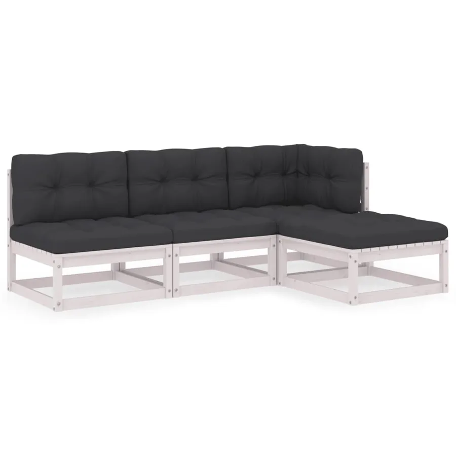 Salon de jardin 4 pcs avec coussins Bois de pin massif - 2