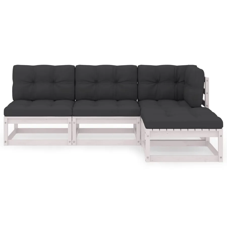 Salon de jardin 4 pcs avec coussins Bois de pin massif - 3