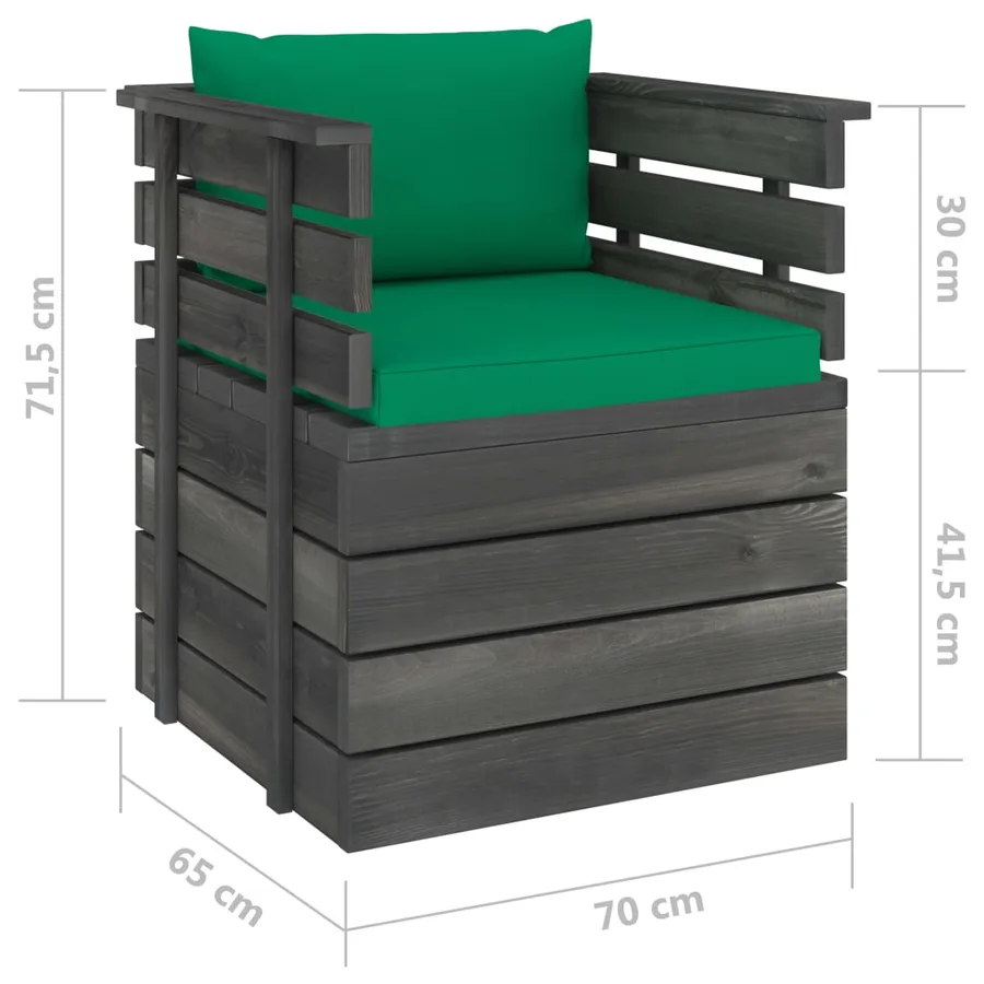 Fauteuil de jardin avec coussins Bois de pin - 7