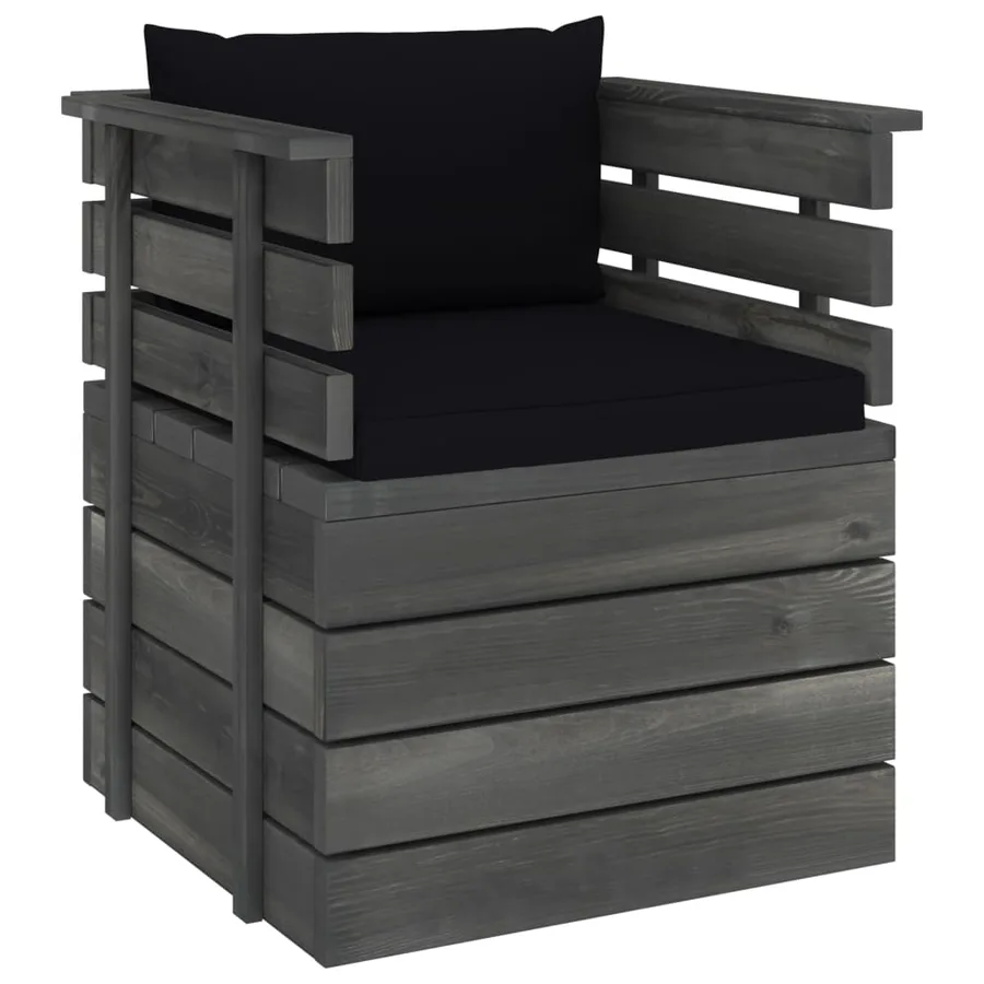 Fauteuil de jardin avec coussins Bois de pin - 2