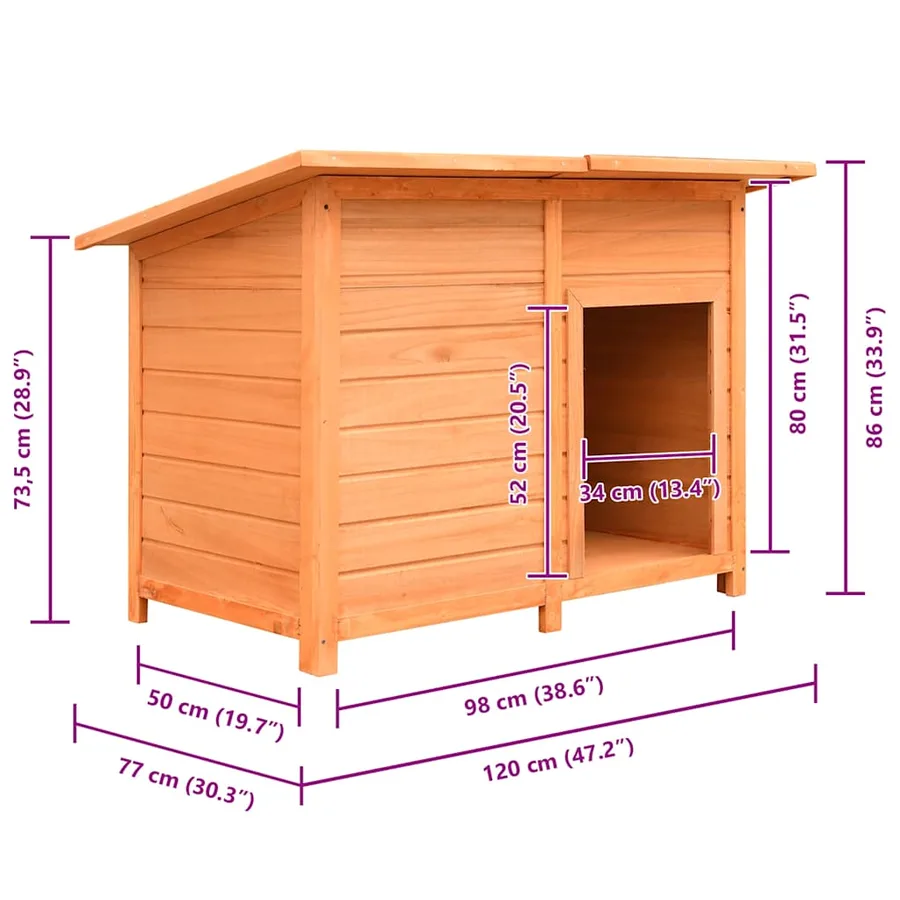 Niche pour chiens Bois de pin et de sapin solide 120x77x86 cm - 12