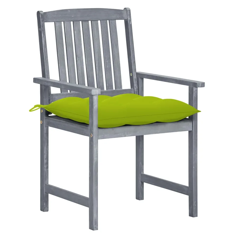 Chaises de jardin et coussins lot de 8 Bois acacia solide Gris - 2