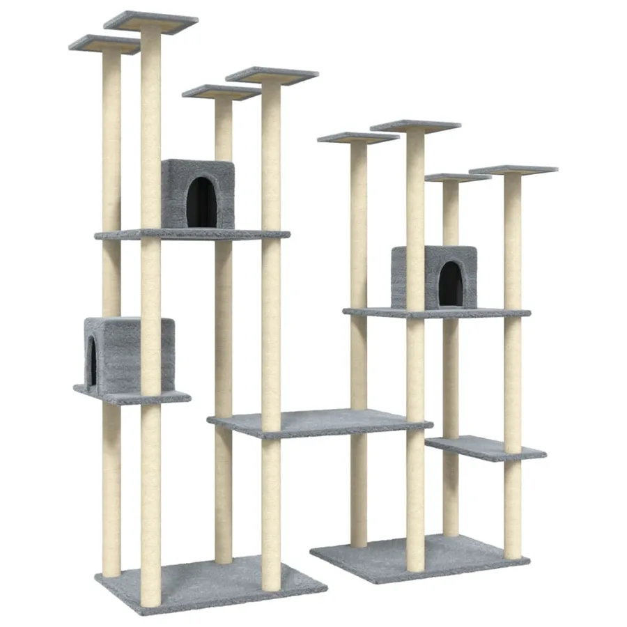 Arbre à chat avec griffoirs en sisal Gris clair 174 cm - 2