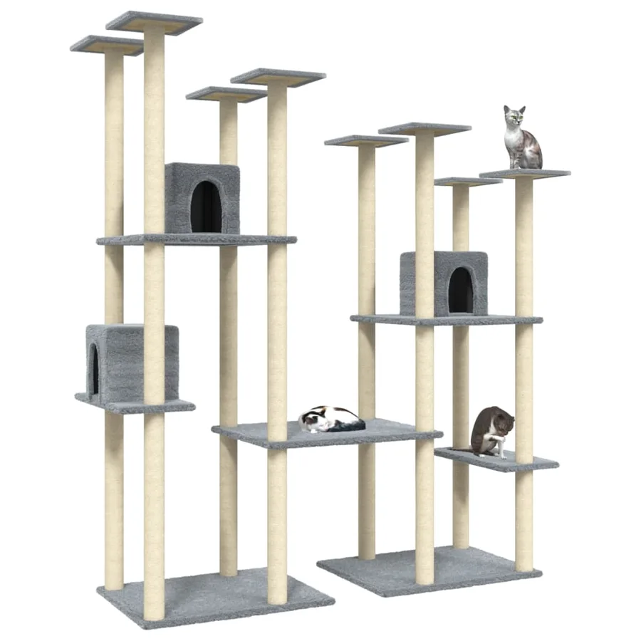 Arbre à chat avec griffoirs en sisal Gris clair 174 cm - 3