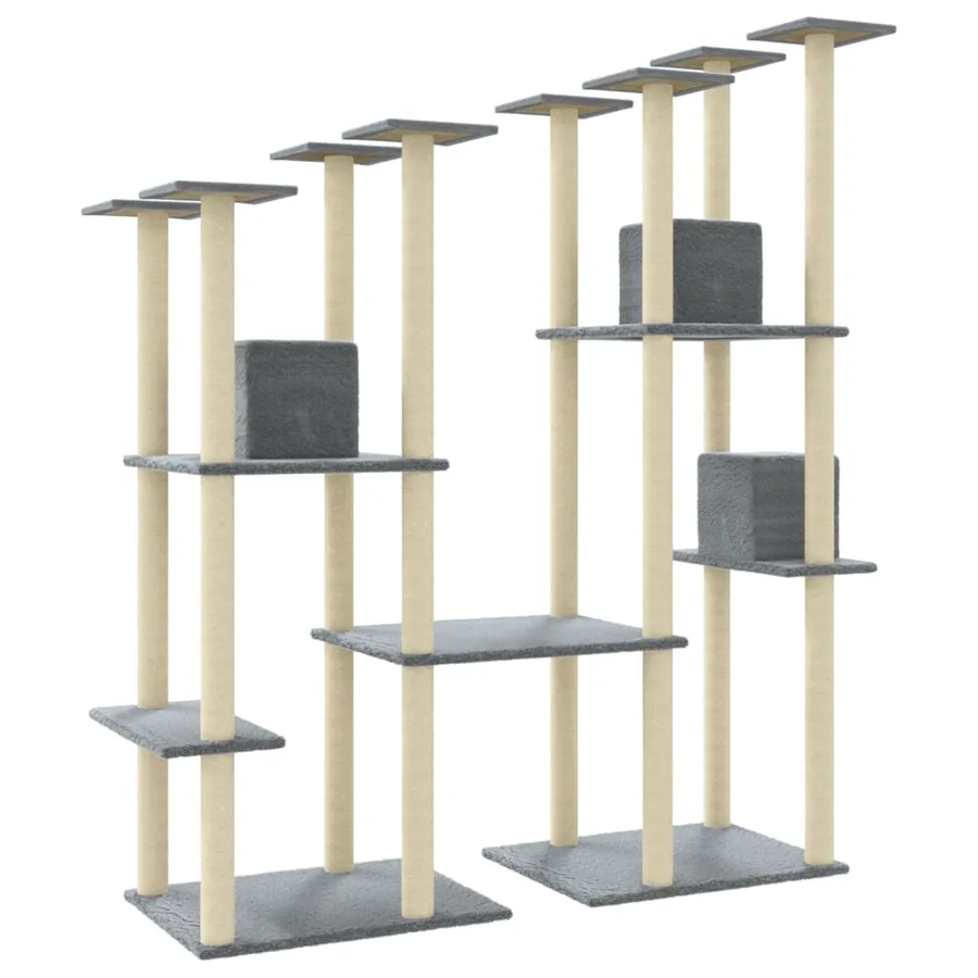 Arbre à chat avec griffoirs en sisal Gris clair 174 cm - 6