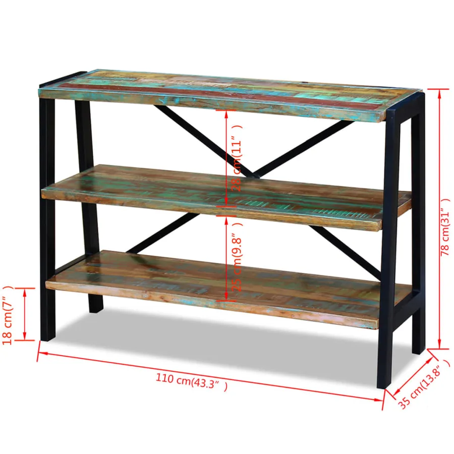 Buffet 3 étagères Bois de récupération massif - 8