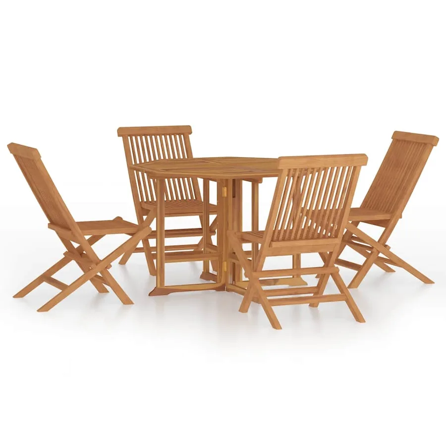 Ensemble à dîner d'extérieur pliable 5 pcs Bois solide de teck - 2